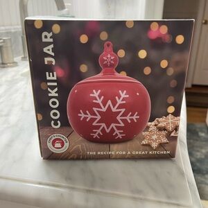 Bundle of 2 Red Snowflake Cookie Jars